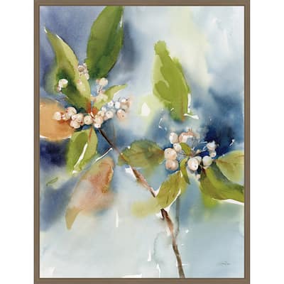 Winter Berries by Katrina Pete (23 x 30 in.), Framed Canvas Wall Art Print - Sylvie Dark Gold
