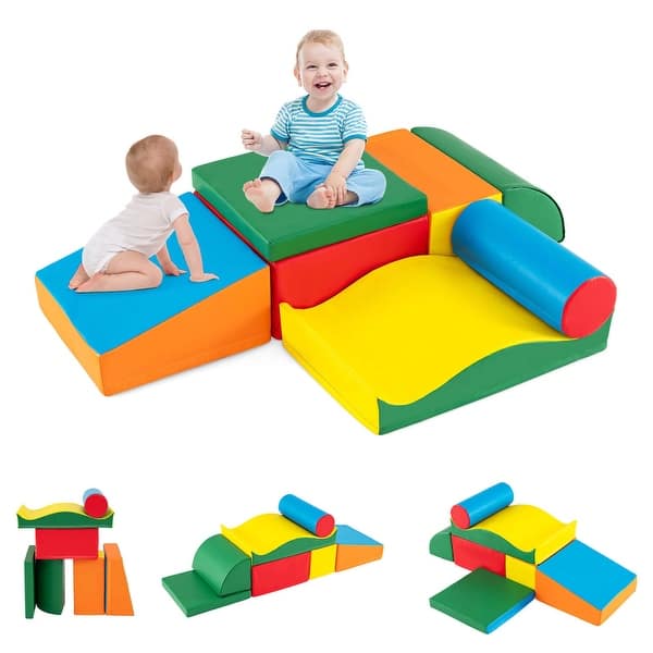 slide 2 of 10, Costway 7 PCS Lightweight Foam Corner Climber Toddlers Colorful - Multi-Color - See Details Multi-Color - See Details