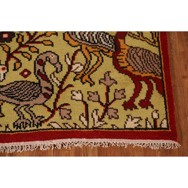 Animals Design Ziegler Indian Runner Rug Hand-Knotted Wool Carpet - 2'6" x 7'11"