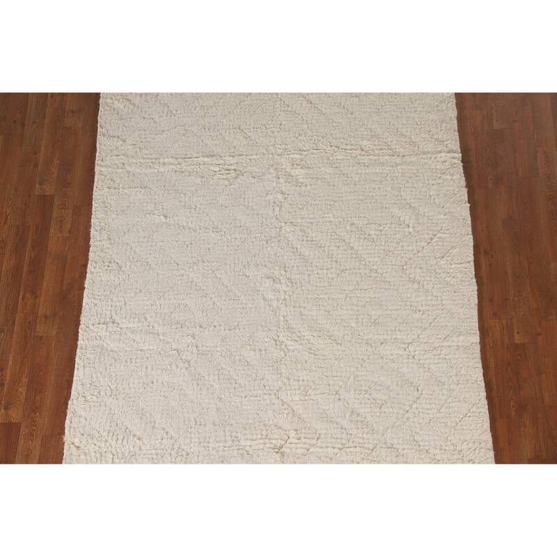 Earth Tone Moroccan Oriental Area Rug Handmade Wool Carpet - 5'2"x 7'6"