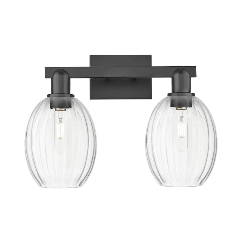 Innovations Lighting 716-2W-13-16 Preston Vanity Preston 2 Light 16" - Matte Black / Clear
