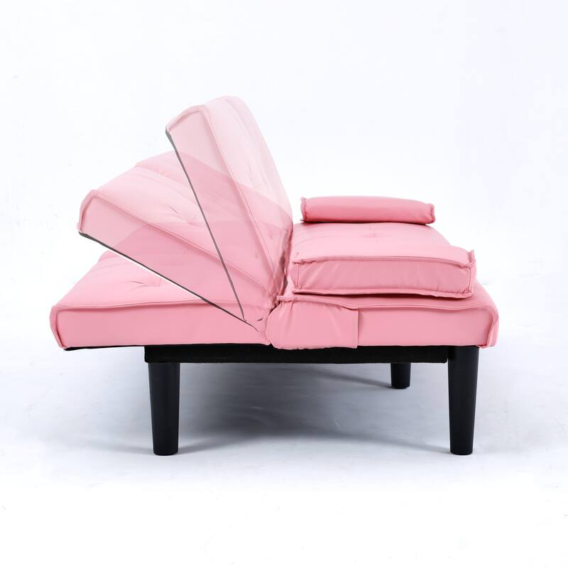 The 67-Inch Pvc Multi-Functional Sofa Bed,With A Foldable And Cup Holder Design