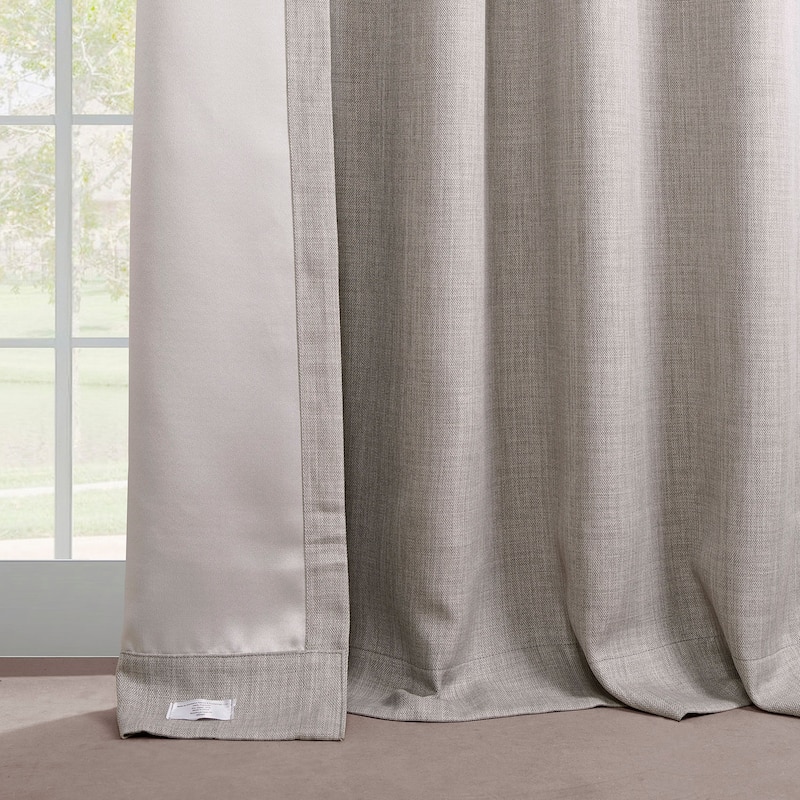 Exclusive Fabrics French Pleated Textured Faux Linen Room Darkening Curtains for Bedroom & Living Room Curtains Single Panel