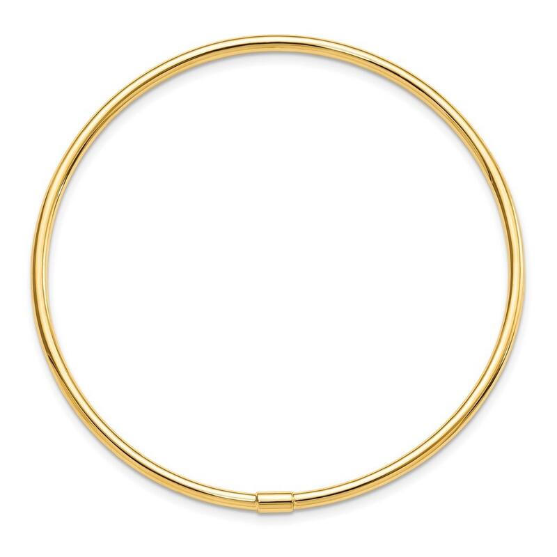 Curata 2.5mm 14k Yellow Gold Hollow Slip on Polished Cuff Stackable Bangle Bracelet