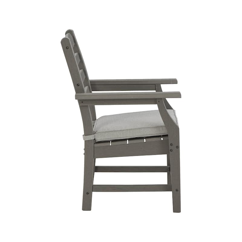 Signature Design by Ashley Visola Gray Outdoor Poly All Weather Arm Chair with Cushion, Set of 2 - 24"W x 25"D x 37"H