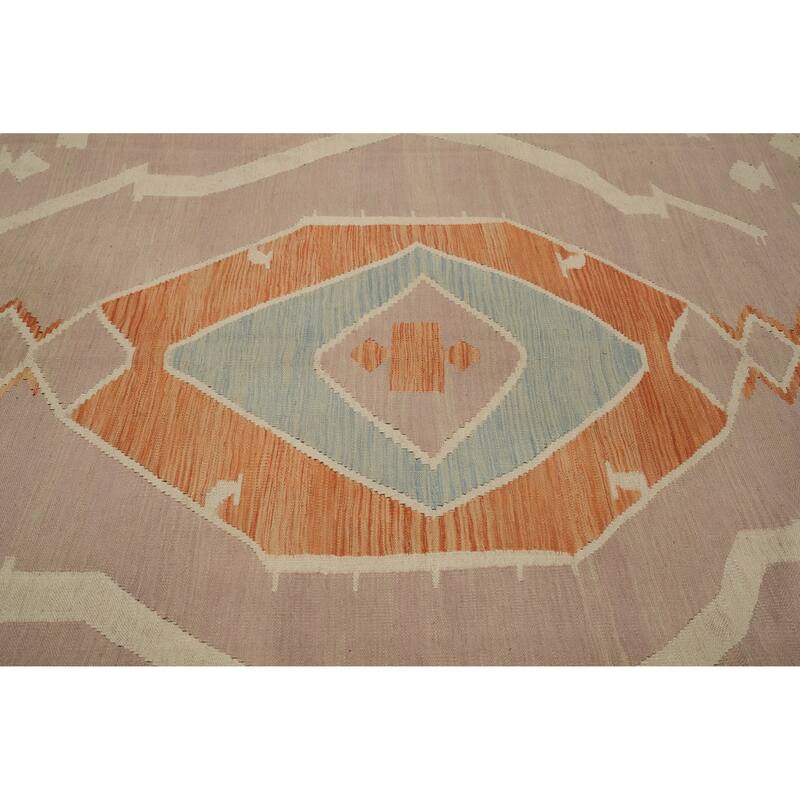 Hand Woven Oriental 100% Wool Carpet Southwestern Tribal Purples Kilim Area Rug - 9' 9'' X 8' 1''