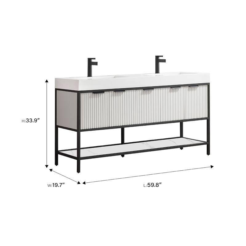 Marcilla 60 in. Double Sink Bath Vanity with Stone Sink Top