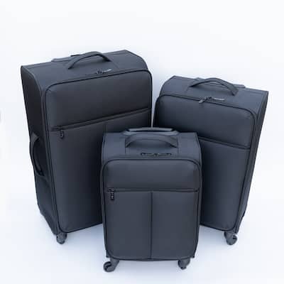 3 Piece Carry On Luggage Set, Oxford Cloth Soft Shell Suitcases with 360 掳 Wheels and Ergonomic Handle, for Women Men