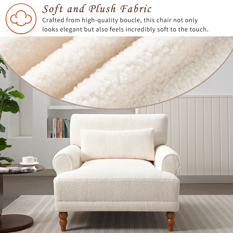 Oversized Upholstered Lounge Chair, Single Sofa Chair with Circular Armrests, Accent Chair with Roman Column Legs