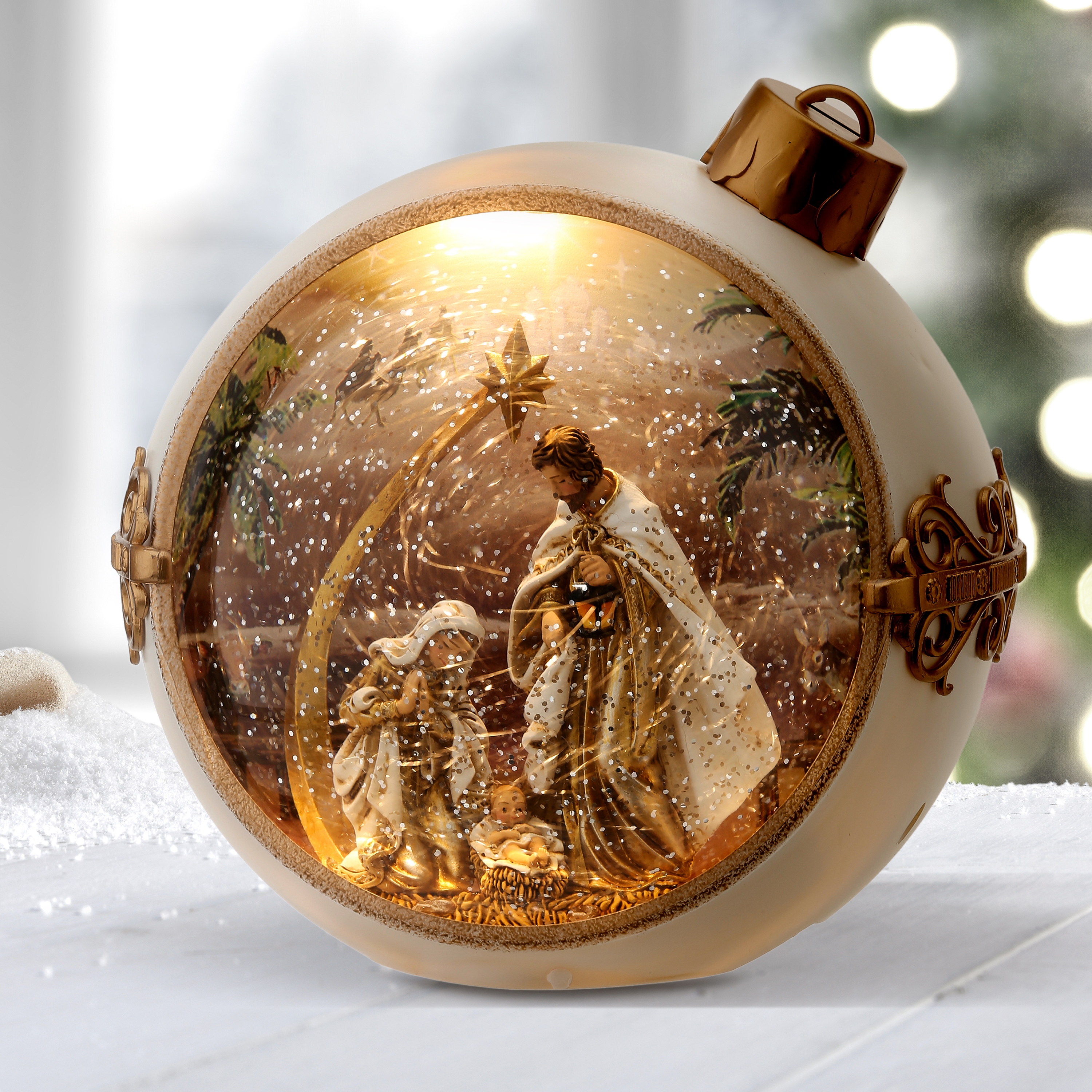 7.5" LED Spin Nativity Water Globe Usb
