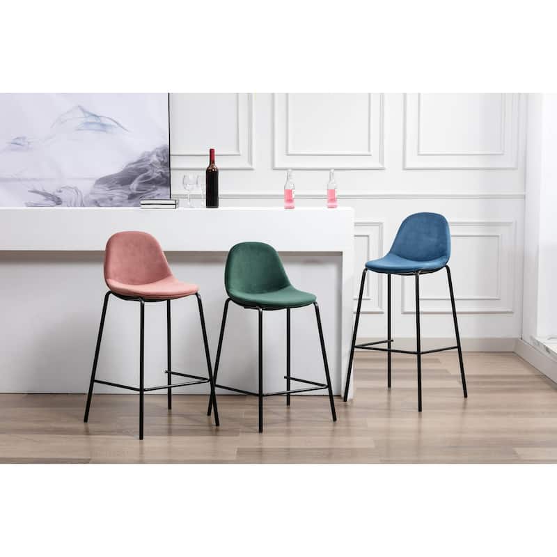Porthos Home Tam Bar Stools Set Of 2, Velvet Upholstery, Iron Legs