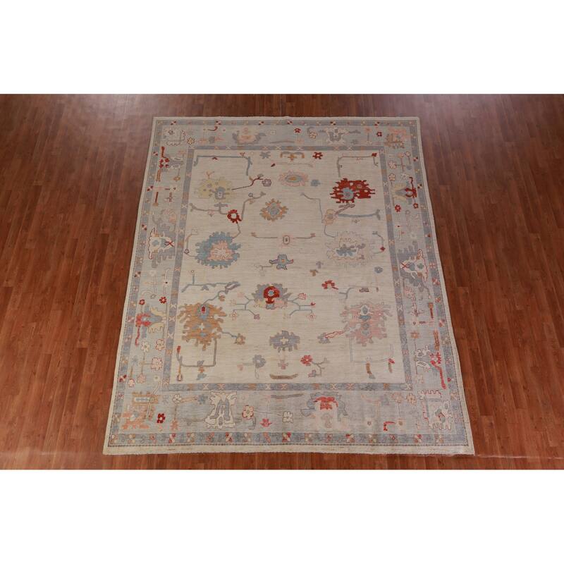 Vegetable Dye Oushak Turkish Area Rug Handmade Wool Carpet - 8'2" x 9'11"