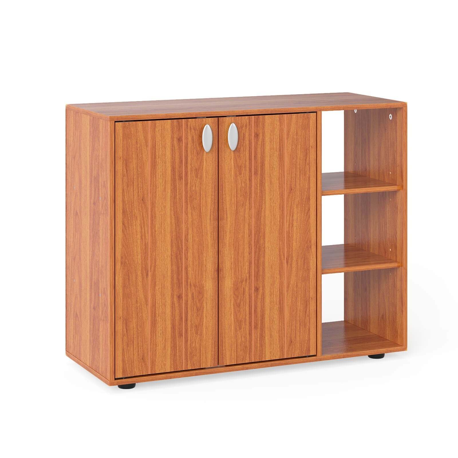 Costway 3-Tier Wooden Shoe Storage Organizer with Doors & 3-Level