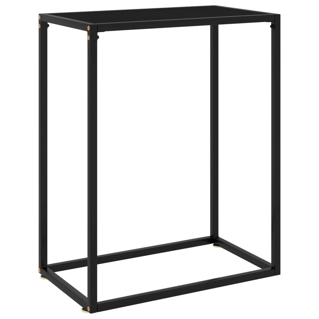 vidaXL Console Table Black 23.6"x13.8"x29.5" Tempered Glass - 23.6" x 13.8" x 29.5"