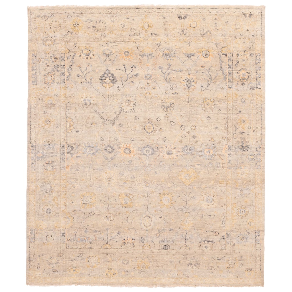 ECARPETGALLERY Hand-knotted Modern Oushak Light Grey Wool Rug - 7'10 x 9'7