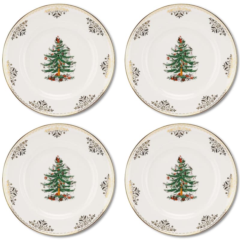 Spode Christmas Tree Set of 4 Gold Plates - 10 inches