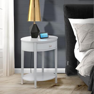 East West Furniture Mid Century Modern Nightstand with 1 Wood Drawer, Stable and Sturdy Constructed -(Finish Option)