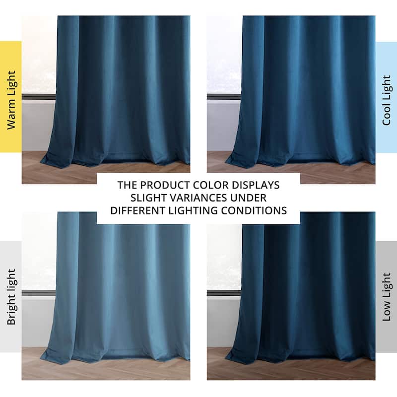 Exclusive Fabrics Basic Deluxe Velvet Curtains Pair - 2 Panels - Grommet Room Darkening Curtains