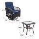 preview thumbnail 3 of 18, 3 Pieces Outdoor Wicker Swivel Rocker Set with Glass Top Side Table