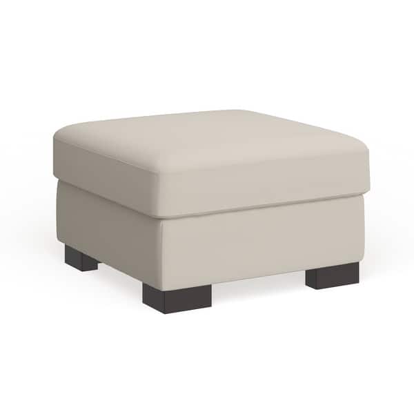 slide 2 of 10, Lionel White Cotton Fabric Down-Filled Ottoman by iNSPIRE Q Artisan Off White - Medium