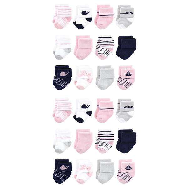 slide 1 of 1, Luvable Friends Cotton Rich Baby Terry Socks 24-Pack, Sailboat Sailboat - 0-6 Months