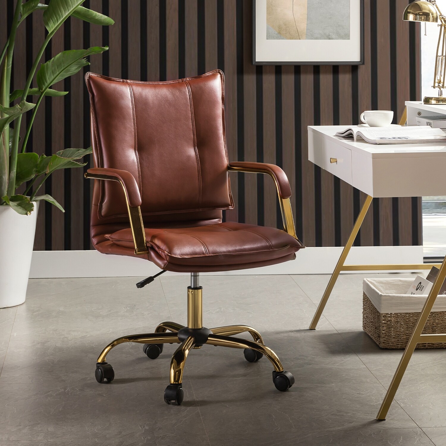 Zarina Modern Faux Leather Swivel Office Desk Chair with Height