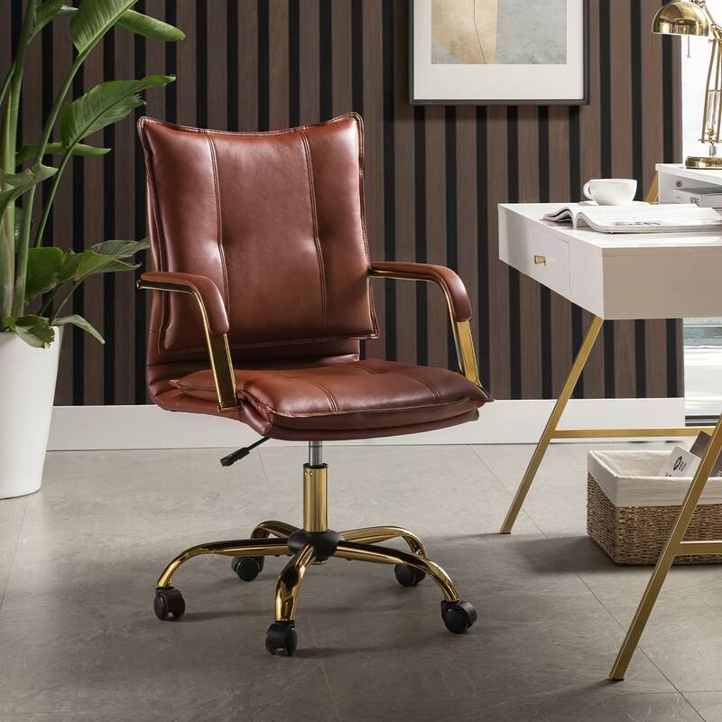 Zarina Modern Faux Leather Swivel Office Desk Chair with Height-adjustable by HULALA HOME