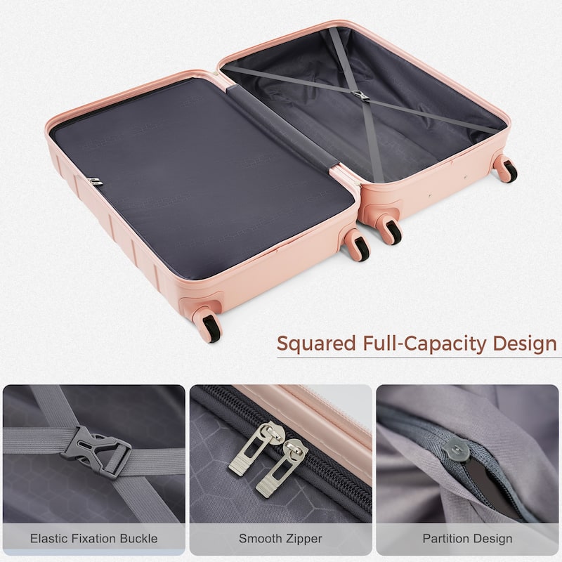 Luggage Sets 4 Piece, ABS Durable Suitcase with Travel Bag, Carry On Luggage Suitcase Set with 360°Spinner Wheels