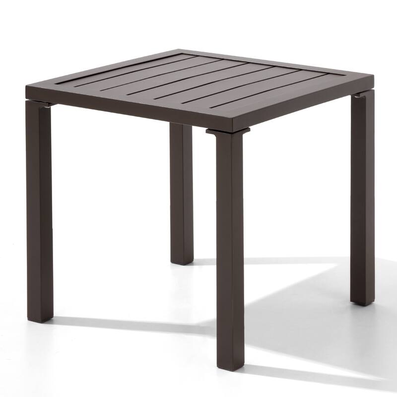 VredHom Outdoor Square Side Table Aluminum End Table - 15.7" L x 15.7" W x 15.9" H - Brown