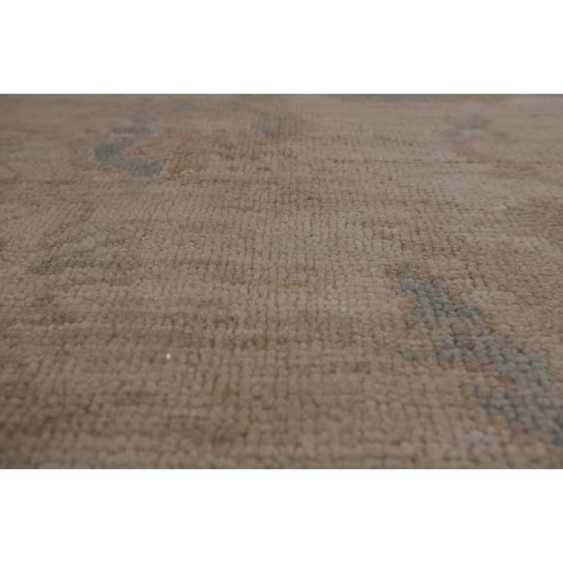 Beige Oushak Turkish Area Rug Handmade Vegetable Dye Wool Carpet - 8'1"x 10'3"