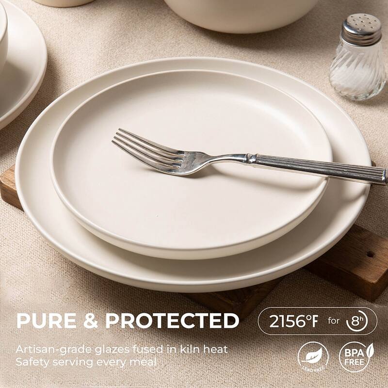 12PC Stoneware Dinnerware Set, Microwave Dishwasher Safe Stackable