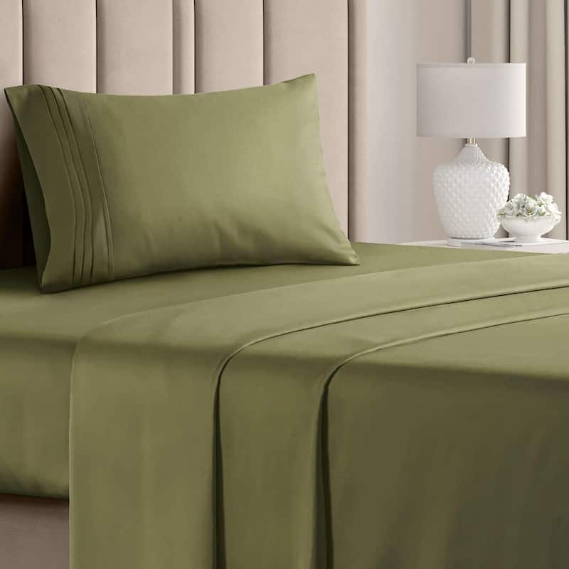 CGK Linens Brushed Microfiber Soft Wrinkle free 4 Piece Bed Sheet Set - Twin - Sage Green