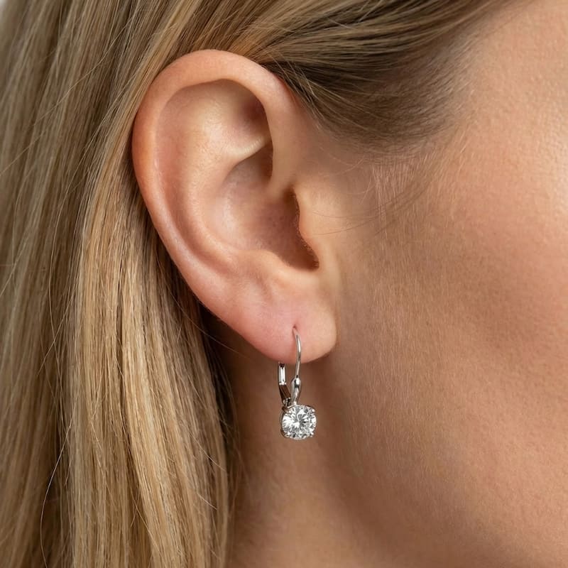 Bliss Diamond 5/8ct Lever Back Dangle Hoops White Gold Earrings Lab Grown