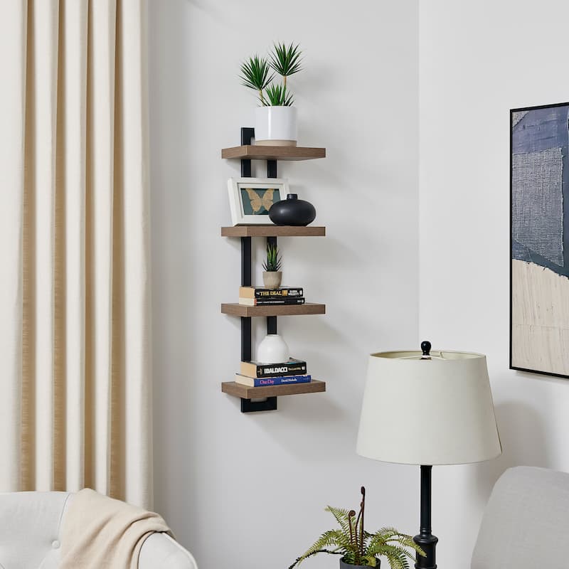 Danya B. 4-Tier Ladder Bracket Floating Wall Shelves