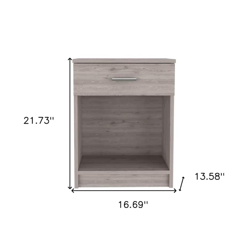 HomeRoots 22" Light Gray One Drawer Faux Wood Nightstand