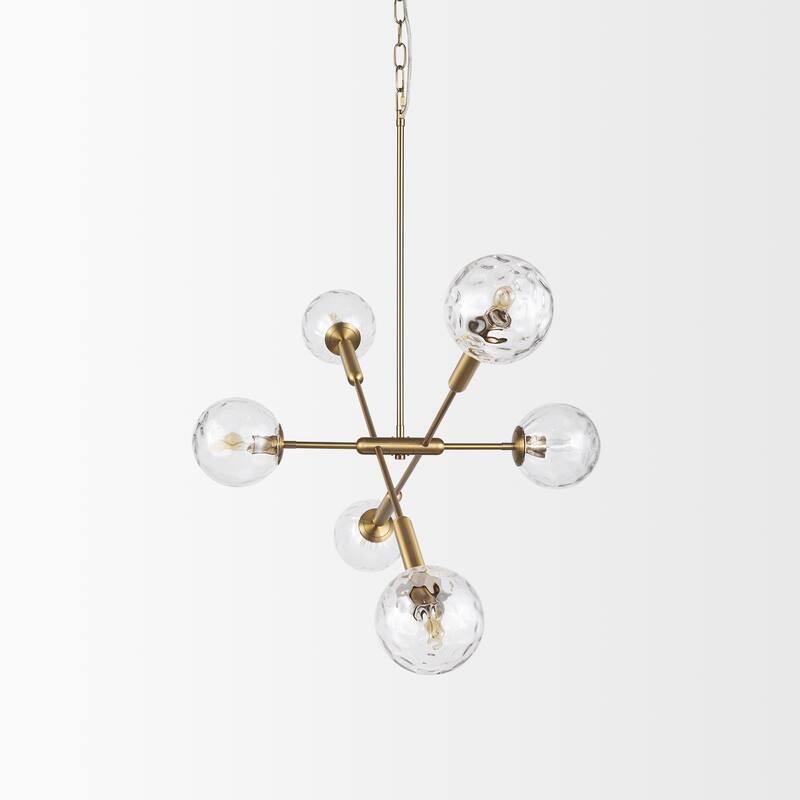 Britton Gold Metal w/ Clear Glass Globes 6-Light Chandelier - 47.0L x 27.0W x 33.0H