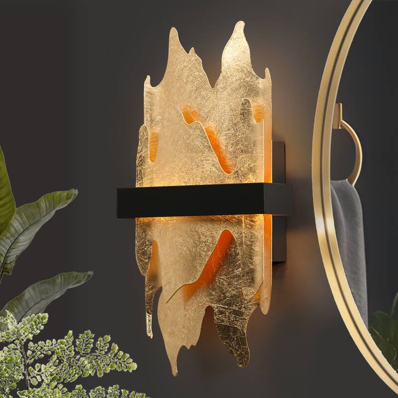 Modern LED Black Gold Wall Sconce Metal Bathroom Vanity Light - L13.8" x W6.7"