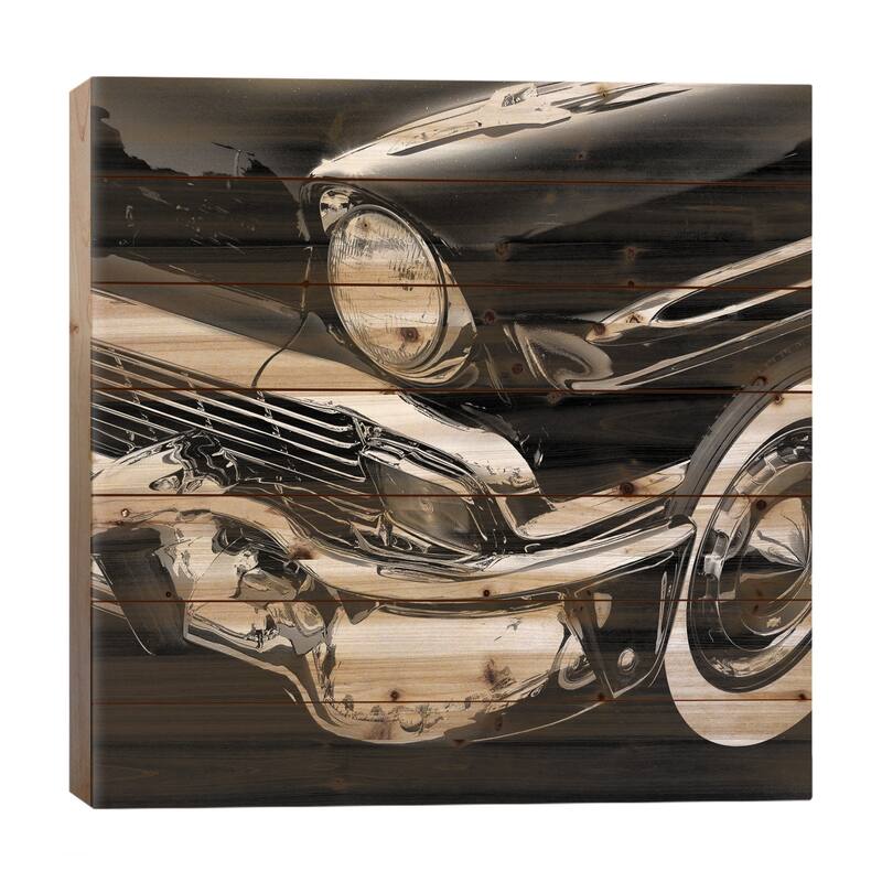 Vintage Car I Print On Wood by PhotoINC Studio - Multi-Color - 26x26x1.5