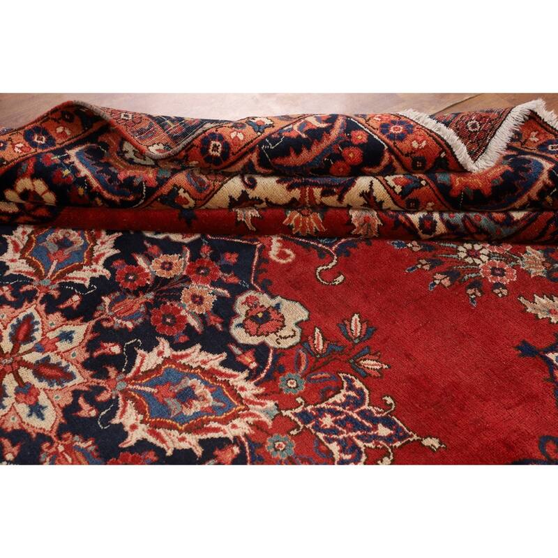 Red Heriz Persian Antique Area Rug Hand-Knotted Wool Carpet - 7'5" x 10'8"