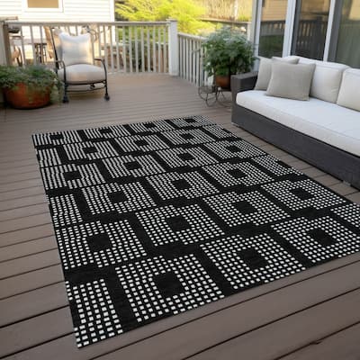 Machine Washable Indoor/ Outdoor Chantille Modern Houndstooth Rug
