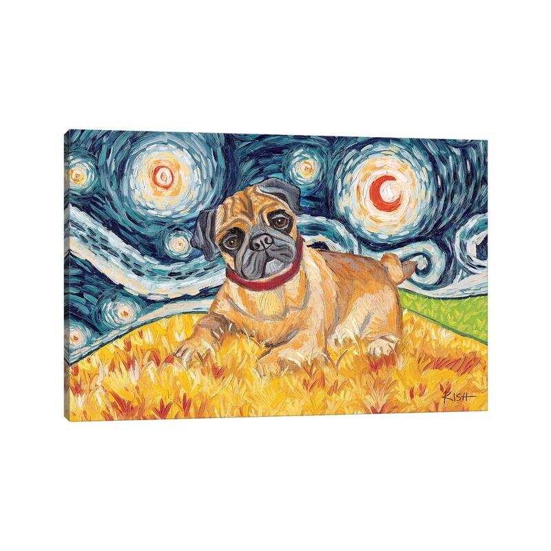 iCanvas "Pug On A Starry Night" by Gretchen Kish Serrano Canvas Print