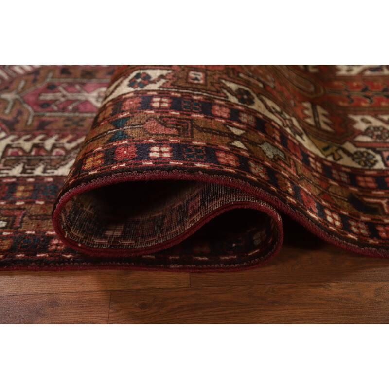 Geometric Heriz Serapi Indian Runner Rug Hand-knotted Wool Carpet - 3'1"x 10'8"