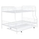 preview thumbnail 4 of 7, White+Trundle Full XL over Queen Metal Bunk Bed with Full Length Guardrail, Convertible Design, Easy Assembly