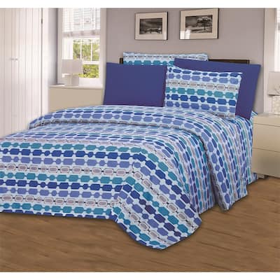 Hotel Club 1800 Super Soft Blue Moon Print Sheet Set with Bonus Pillowcases