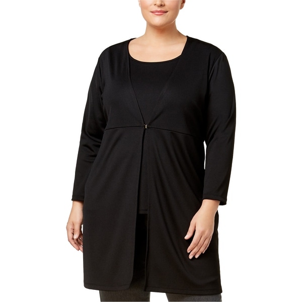Kasper Womens Knit Topper Jacket, black, 1X. Opens flyout.