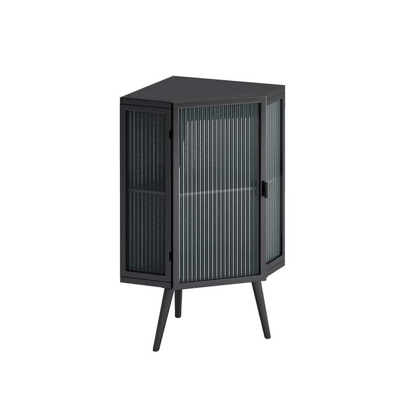 Grondin Modern Style 22.25" Bathroom Corner Storage Cabinet with Tempered Glass Doors and Interior Adjustable Shelf