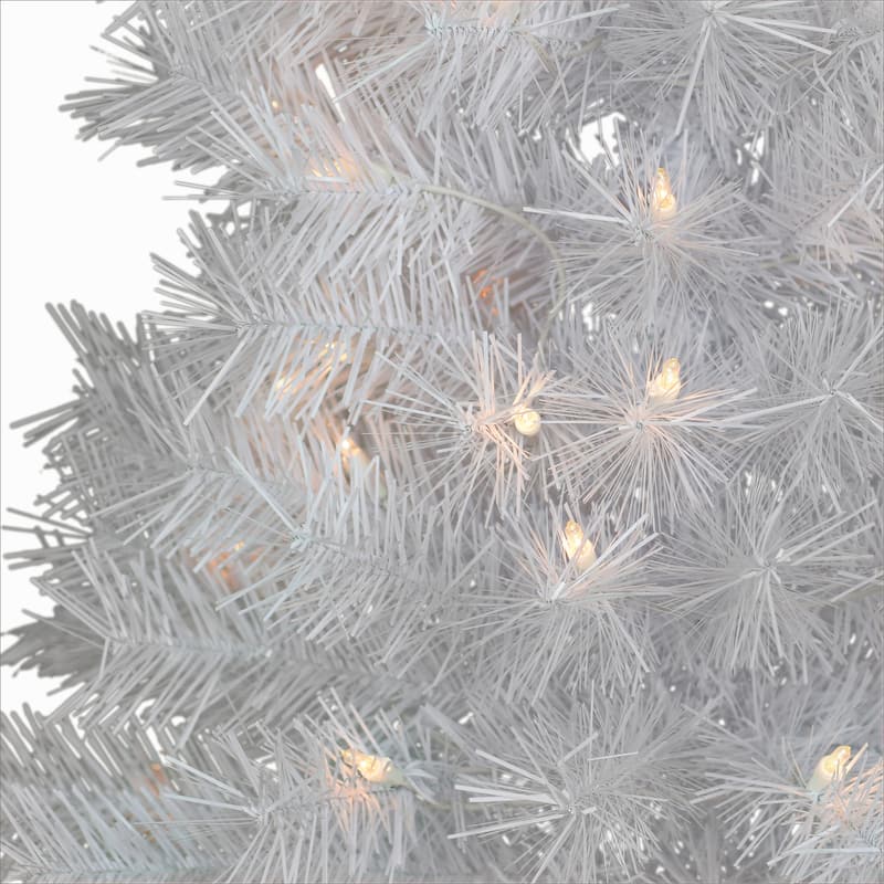 Puleo International 3 ft. Pre-Lit White Snow Ridge Artificial Fir Tree