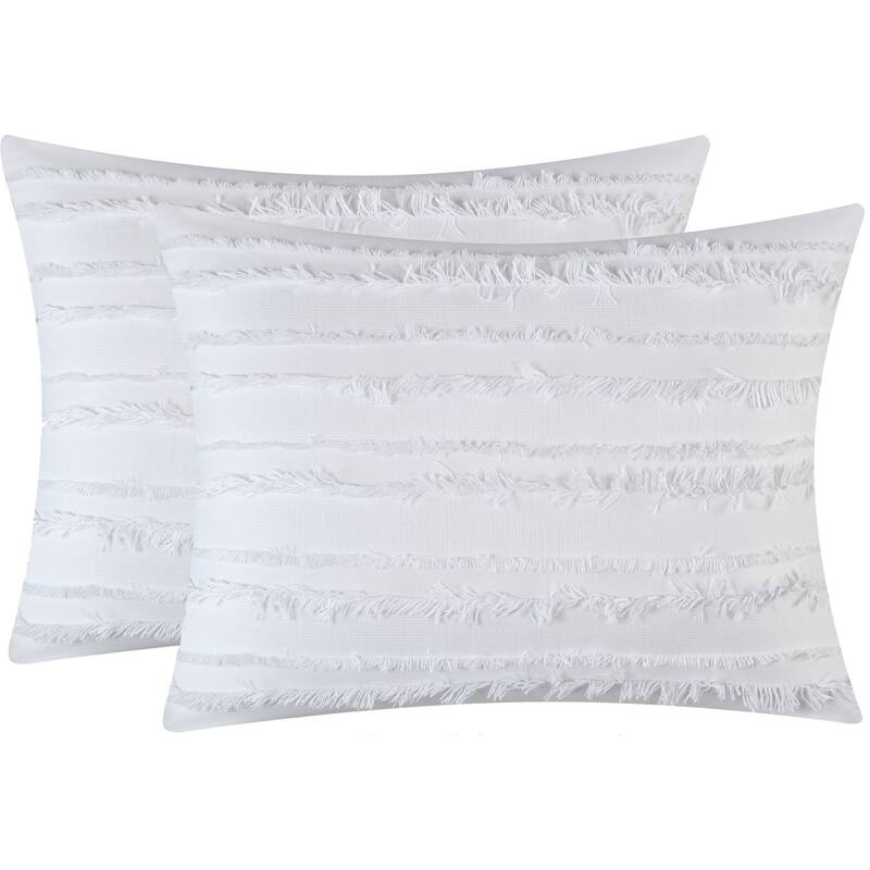 Porch & Den Summerwood Solid Color Fringe Stripe 7-piece Comforter Set