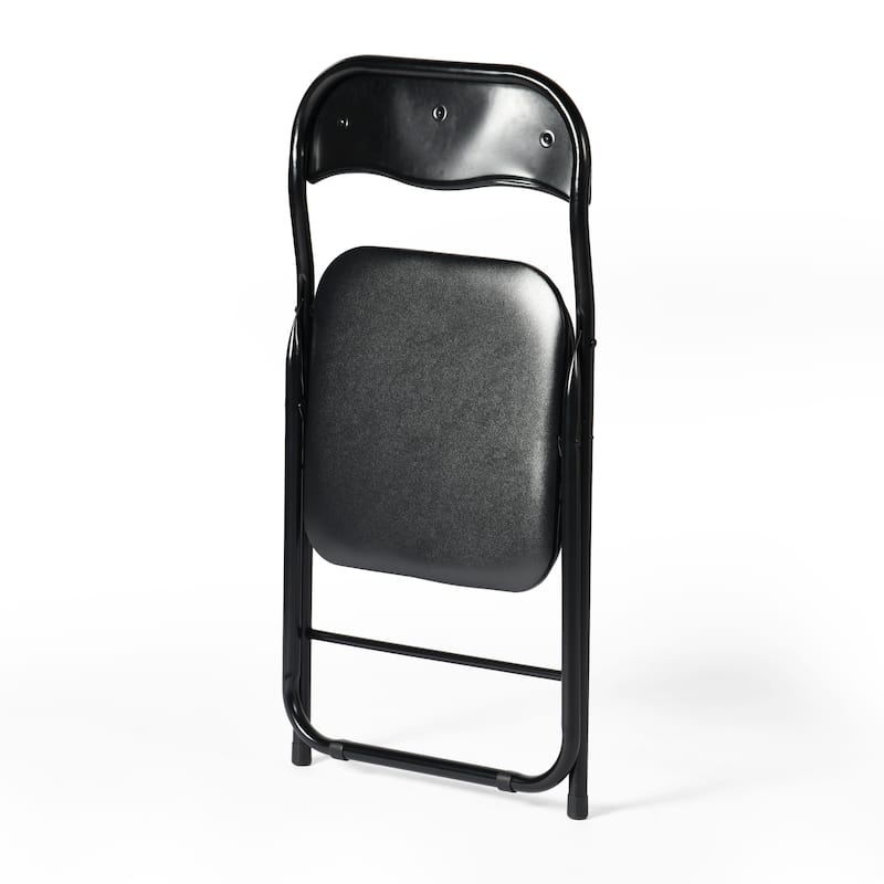 Homylin Folding Padded Chairs with PVC Seat and Back, Space-Saving Steel Frame Chairs, Black