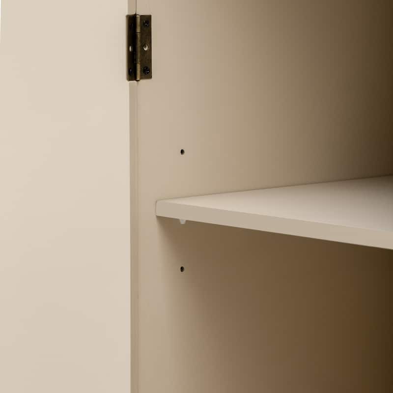 Retro Minimalist Curved Sideboard with Gold Handles and Adjustable Dividers for Living Room or Dining Room